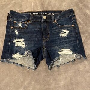 American Eagle Outfitters Distressed Dark Blue Denim Cutoff Shorts Size 6 NWOT